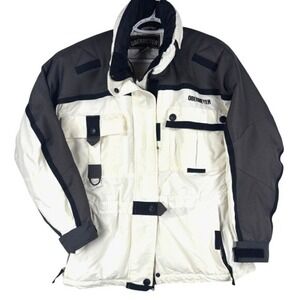 Obermeyer Womens L Ski Jacket Sporty Black Cream Warm Winter Coat Snowboard Snow
